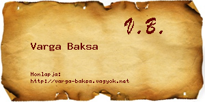 Varga Baksa névjegykártya